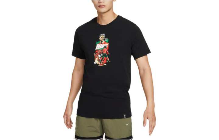 Nike Nike T Shirts Men's Black Crew Neck Moderate Straight Fit