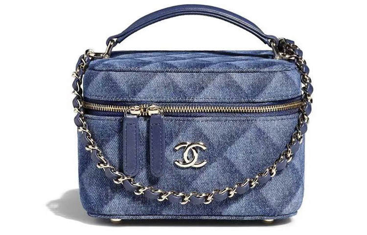 CHANEL 22K Autumn And Winter Denim And Gold Metal Camera Bag, Makeup Bag, Shoulder Bag, Crossbody Bag, Handbag Small