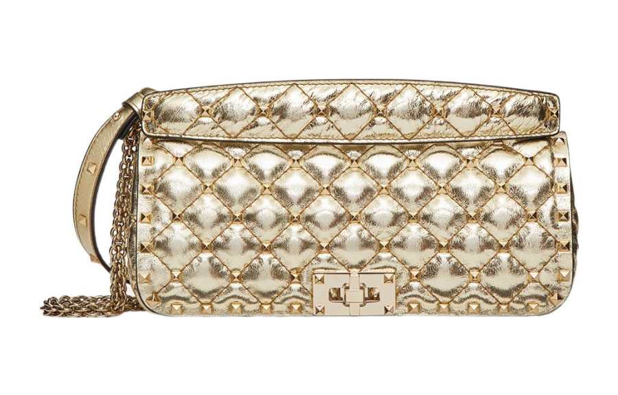 Valentino ROCKSTUD SPIKE Calfskin Crossbody Bag, Shoulder Bag Women's Gold