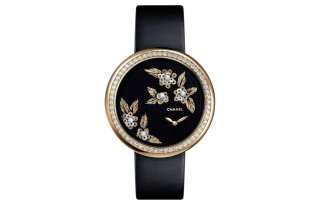 CHANEL MADEMOISELLE PRIVÉ Wrist Watches Quartz Movement Satin Strap Black Dial Women's