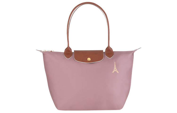 LONGCHAMP Le Pliage Club Cow Leather Trim Tote Bag, Shopping Bag, Shoulder Bag Small Women's Pink