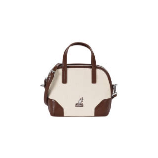 KANGOL PU Leather Canvas Dome Bag, Handbag, Crossbody Bag Medium Women's Multicolor