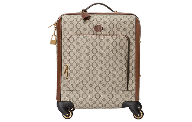 GUCCI Canvas With Leather Suitcase Luggage Men's Ebony