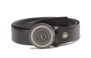 VERSACE JEANS COUTURE Cow Leather Belts Men's Black 3.4cm