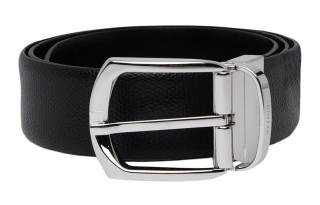 Ermenegildo Zegna Calfskin Leather Belts Men's Black Width 3.5cm