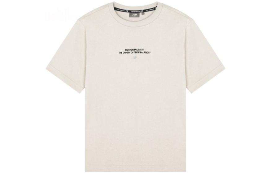 New Balance New Balance T Shirts Men's Ecru Crew Neck Moderate Straight Fit
