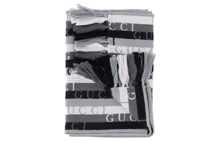 GUCCI GUCCI Knit Scarves Men's Light Gray