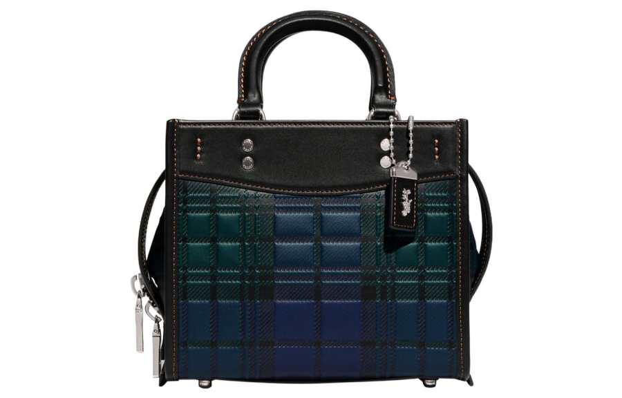 COACH Rogue Glove Tanned Leather Handbag, Shoulder Bag, Crossbody Bag Small Women's Green & Blue