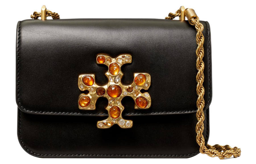 TORY BURCH Eleanor Leather With Suede Trim Portable Crossbody Bag, Shoulder Bag Women's Black