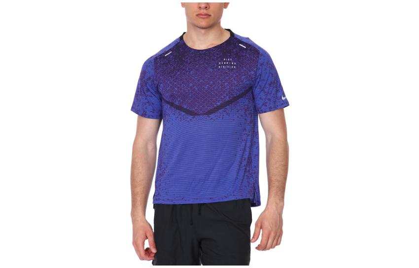 Nike Nike T Shirts Men's Purple Crew Neck Moderate Straight Fit