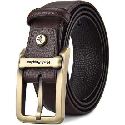 Hush Puppies Cow Leather Belt Men's Coffee 3.5cm