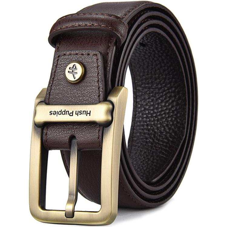 Hush Puppies Cow Leather Belt Men's Coffee 3.5cm