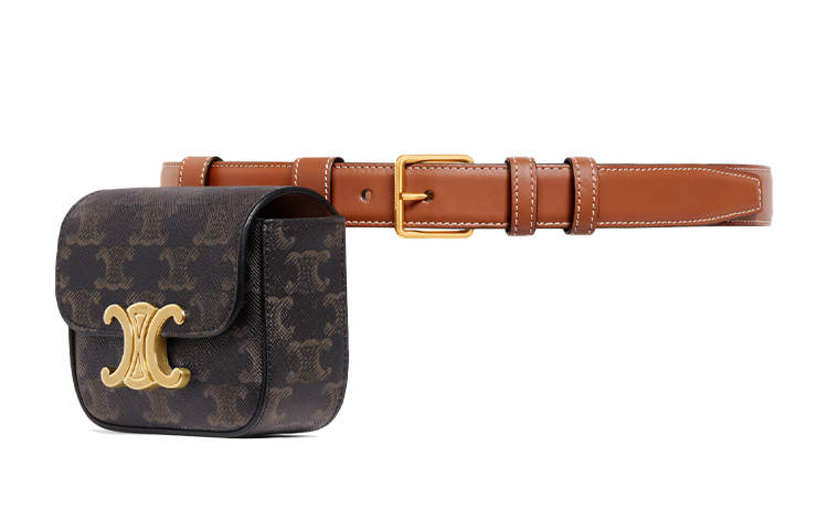 CELINE Triomphe Triumph Gate Cow Leather Belt Style Fanny Pack Women's Brown