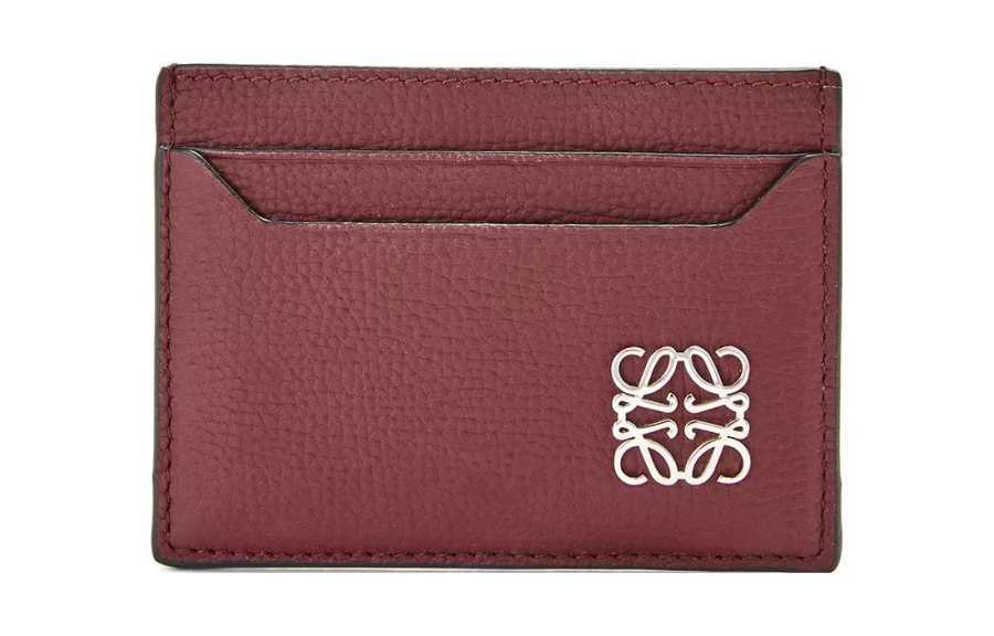 LOEWE LOEWE Anagram Pebble Texture Cow Leather Card Holder Women's Berry