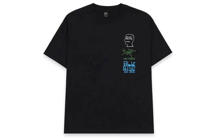 Brain Dead X Arcteryx T Shirts Unisex Black Crew Neck Moderate Straight Fit