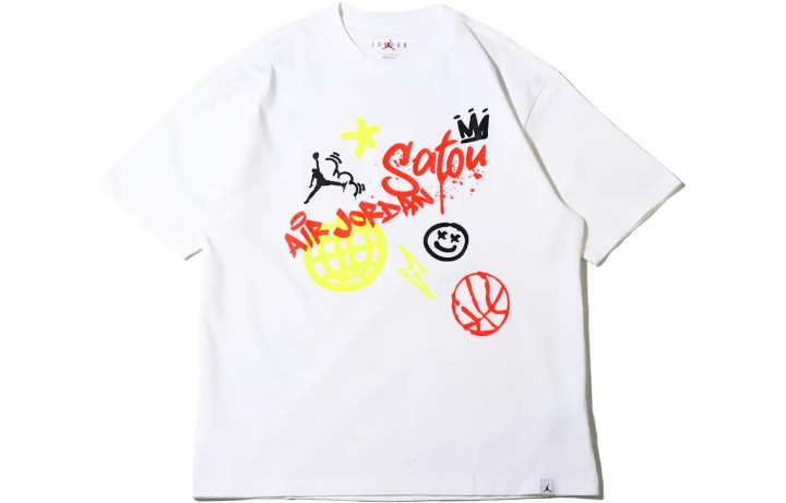 Jordan Jordan T Shirts Men's White Crew Neck Moderate Straight Fit
