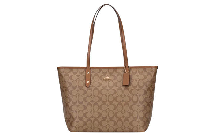 COACH City Zip Tote Canvas With Leather Tote Bag, Shopping Bag, Handbag, Shoulder Bag Large Women's