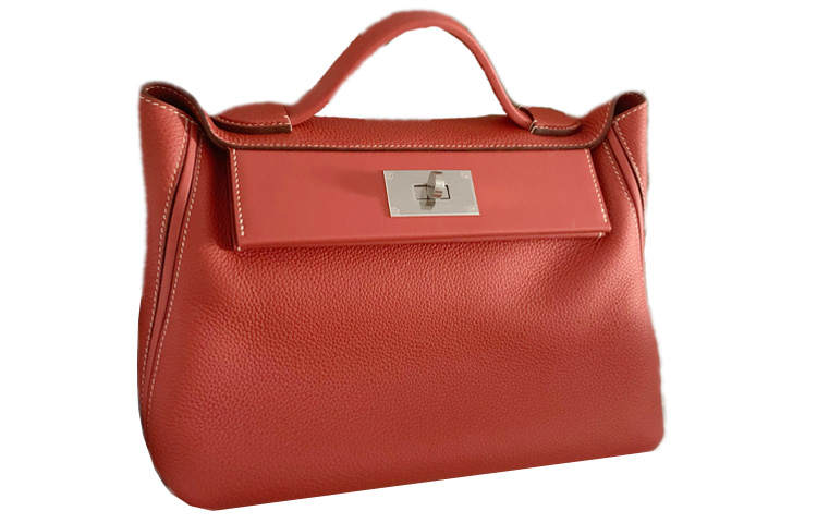 HERMES 24/24 Togo & Swift Calfskin Shoulder Bag, Crossbody Bag, Handbag Women's Bright Red