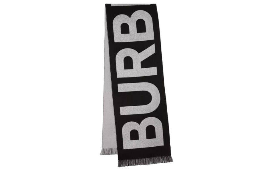 Burberry Wool Knit Scarves Unisex Gray