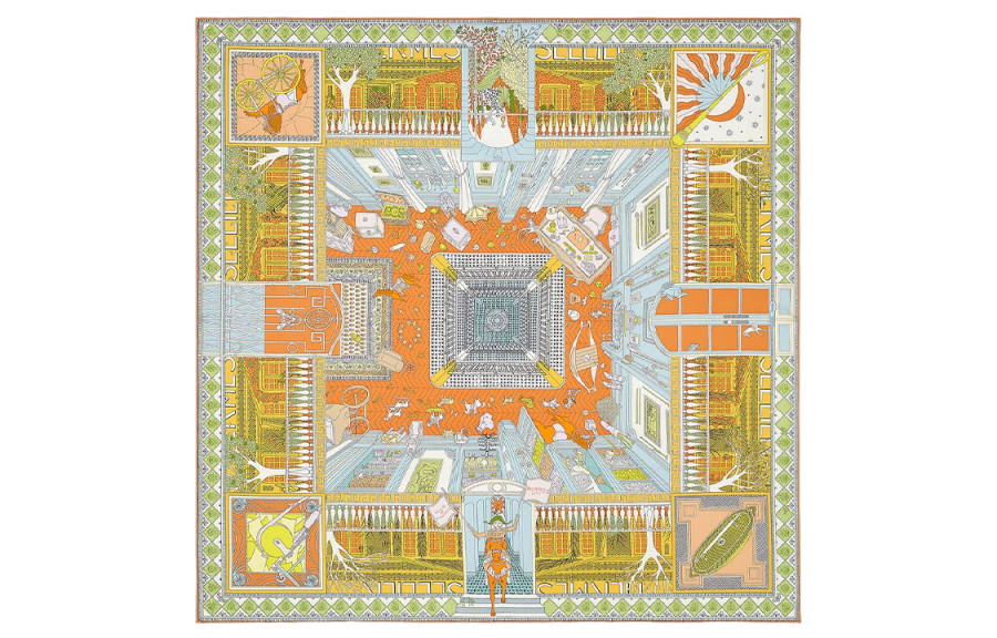 HERMES HERMES Silk Scarf Women's Yellow