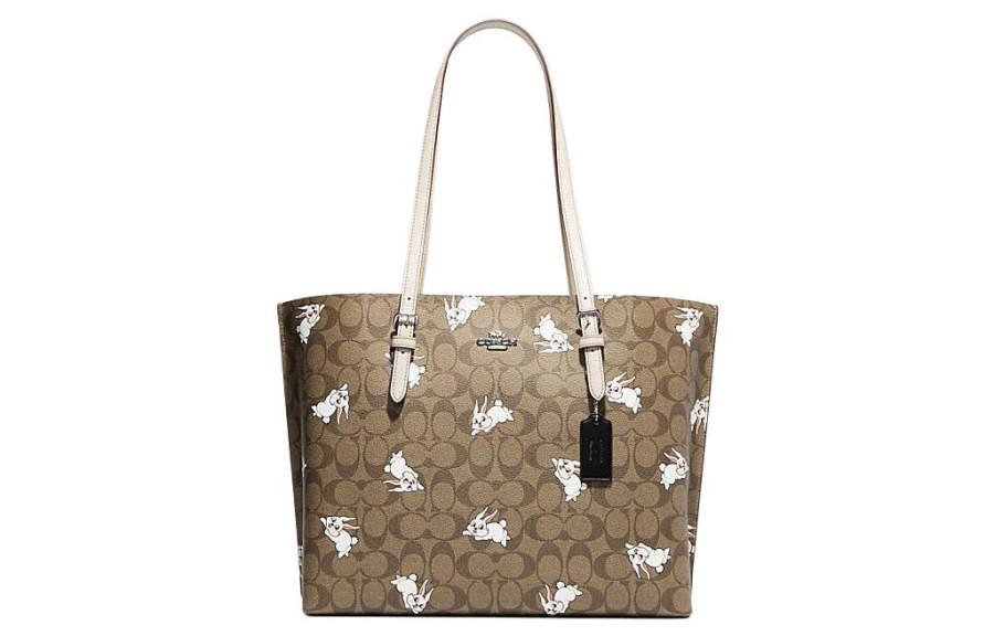 COACH Baymax Rabbit, Collaboration Mollie Cow Leather Detail Tote Bag, Shopping Bag, Handbag, Shoulder Bag 34 Women's