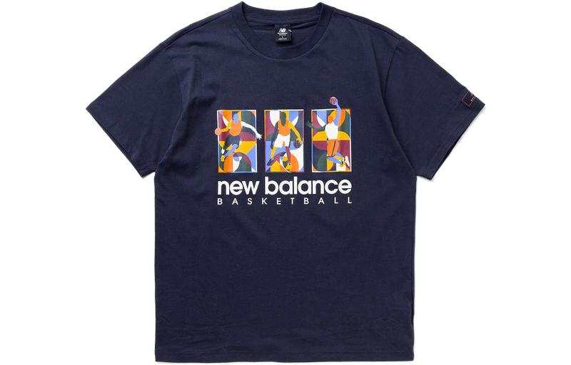 New Balance New Balance T Shirts Men's Dark Blue Crew Neck Moderate Straight Fit