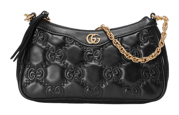 GUCCI GG Matelassé Leather Pochette, Shoulder Bag Shoulder Bag, Handbag Women's Black