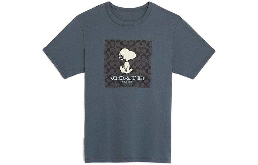 COACH Cartoon Puppy Print Crew Neck Short Sleeved FW22 T Shirt Men's Cement