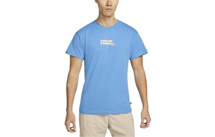 Nike Nike T Shirts Men's Blue Crew Neck Moderate Straight Fit