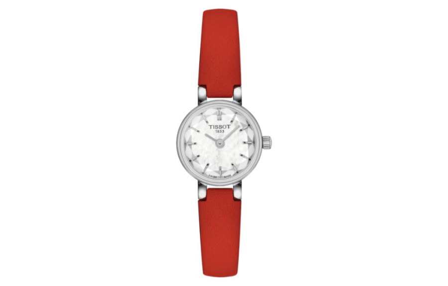 TISSOT Quartz Movement 30m Waterproof Women's Watch 19.5mm White Dial Stainless Steel Case Leather Strap