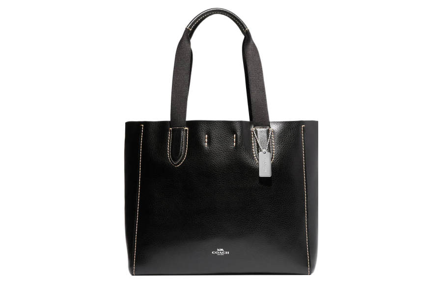 COACH Derby Pebbled Leather Tote Bag, Shopping Bag, Shoulder Bag, Handbag Large Women's Black