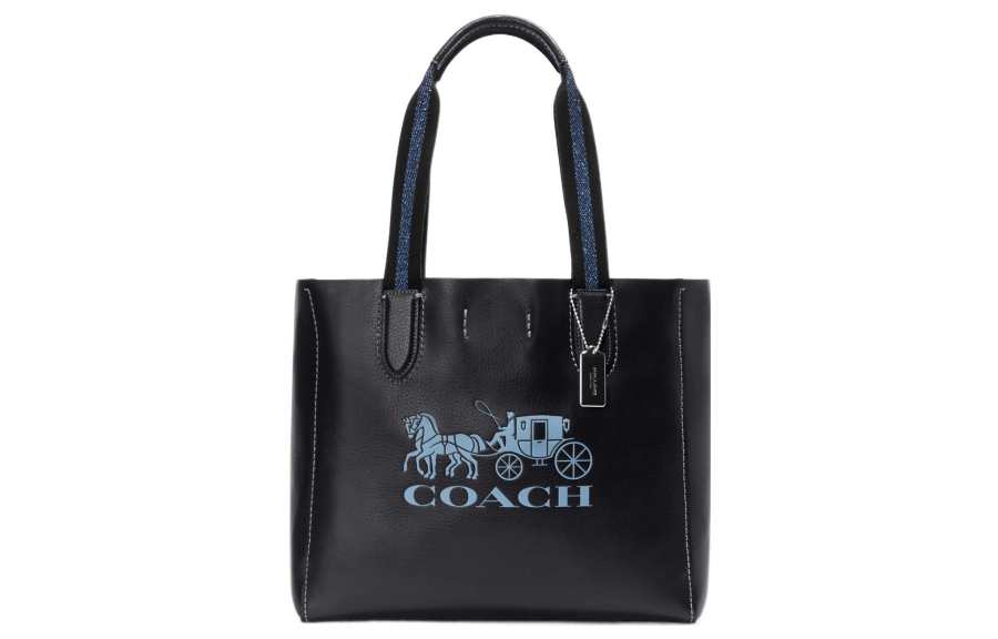 COACH Derby Pebbled Leather With Suede Tote Bag, Shopping Bag, Handbag, Shoulder Bag Regular Women's Marine Blue