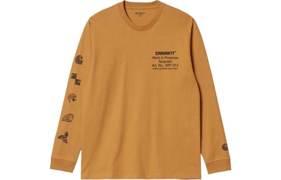 Carhartt WIP T Shirts Men's Yellow Crew Neck Moderate Straight Fit