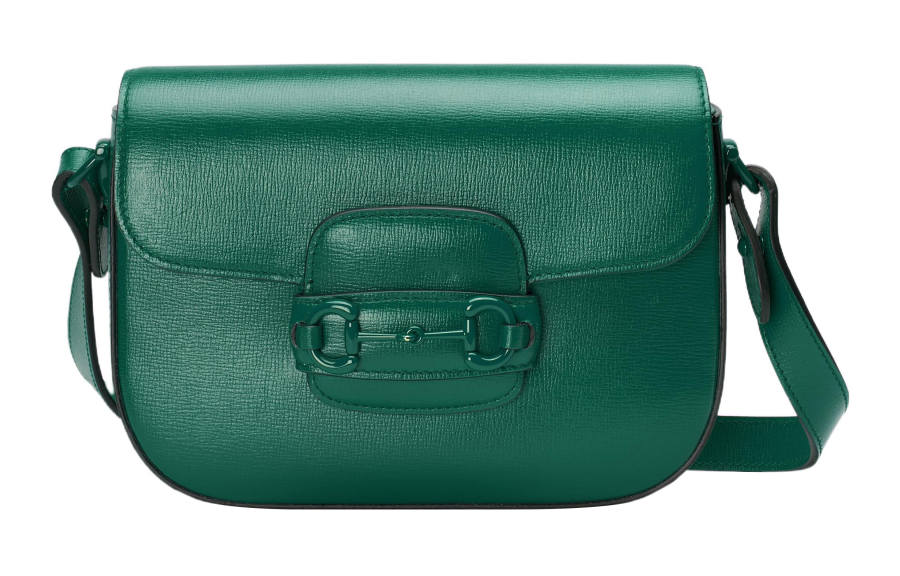GUCCI Horsebit 1955 Leather Crossbody Bag, Shoulder Bag Women's Green