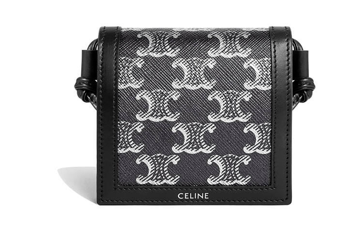 CELINE Cow Leather Shoulder Bag, Crossbody Bag, Wallet Men's Silver/Black