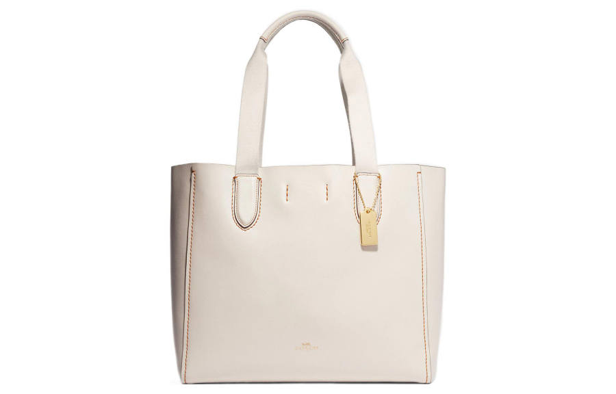 COACH Derby Pebbled Leather Tote Bag, Shopping Bag, Shoulder Bag, Handbag Large Women's White