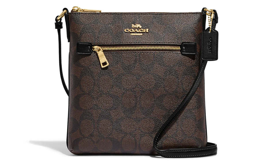 COACH Rowan Coated Canvas With Smooth Leather Crossbody Bags Mini Women's Brown Black