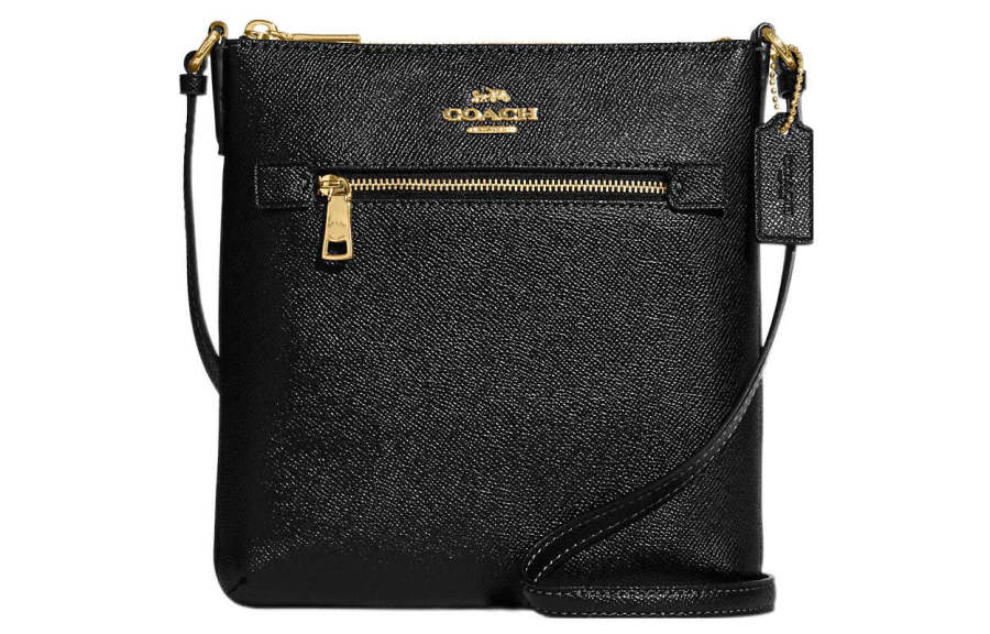 COACH Rowan Cross Grain Leather Document Bags, Shoulder Bag, Crossbody Bag Mini Women's Black