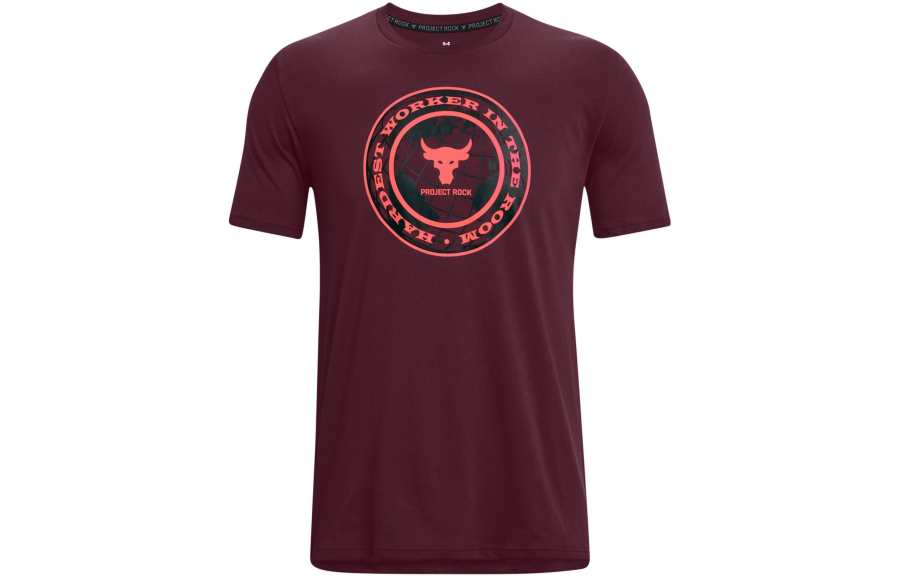 Under Armour T Shirts Men's Red Crew Neck Moderate Straight Fit