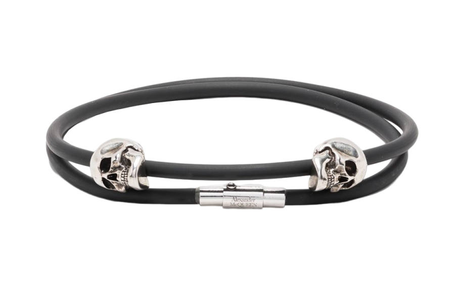 Alexander McQueen Alexander McQueen Skull Charm Double Layered Cord Bracelet