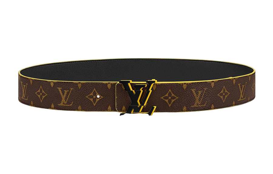 LOUIS VUITTON LOUIS VUITTON Monogram Cow Leather Belts Men's Brown Width 4cm
