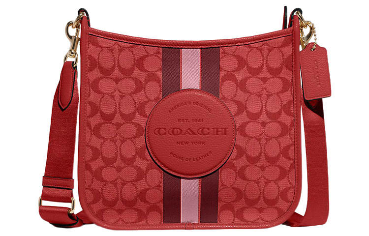 COACH Dempsey Iconic Jacquard With Refined Pebbled Leather Document Bags, Shoulder Bag, Crossbody Bag Large Women's