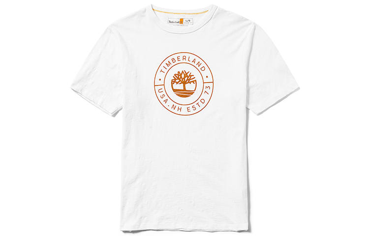 Timberland T Shirts Men's White Crew Neck Moderate Straight Fit