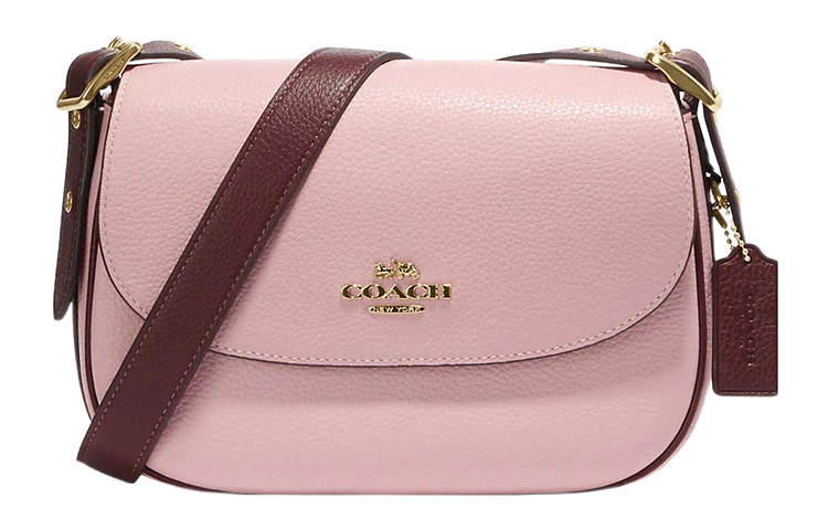 COACH Macie Pebbled Leather Saddle Bag, Shoulder Bag, Crossbody Bag Medium Women's Pink