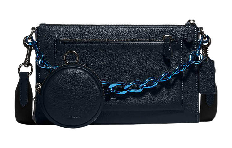 COACH Holden Pebbled Leather Combo Bag, Shoulder Bag, Crossbody Bag Medium Women's Blue