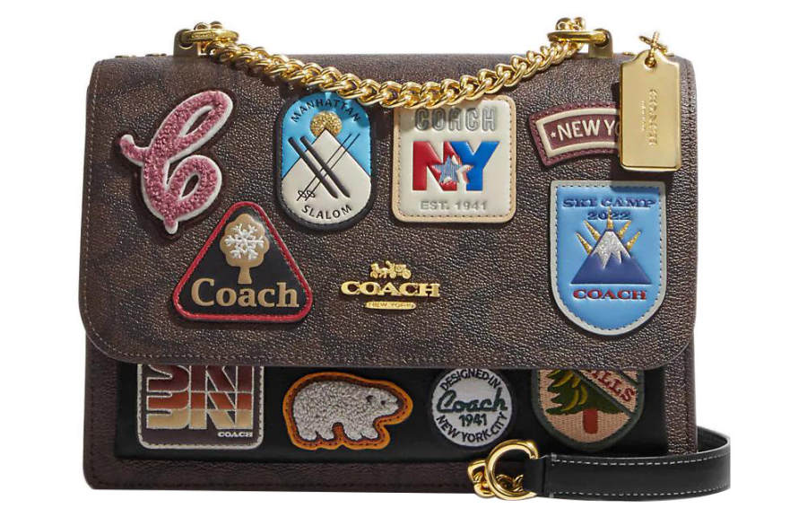 COACH Klare Canvas With Leather Shoulder Bag, Crossbody Bag Small Women's Khaki & Black