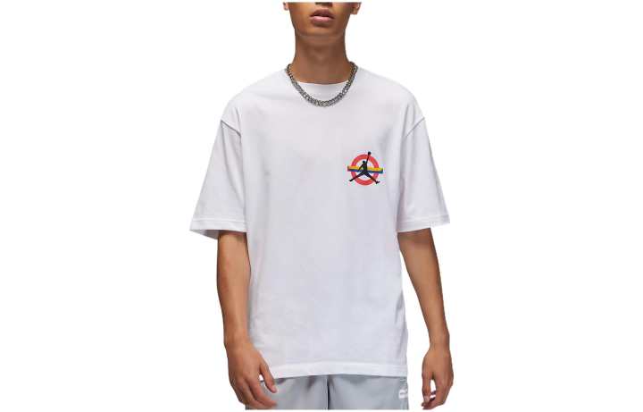 Jordan Jordan T Shirts Men's White Crew Neck Moderate Straight Fit