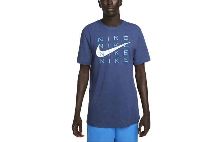 Nike Nike T Shirts Men's Blue Crew Neck Thin Straight Fit
