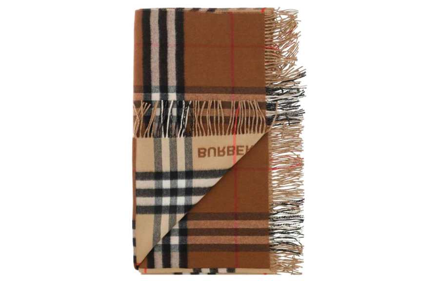 Burberry Burberry Checked Frayed-Hem Scarf