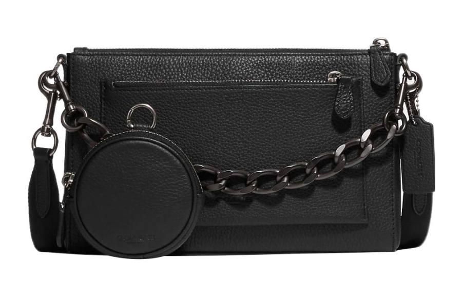 COACH Holden Pebble Texture Cow Leather Combo Bag, Shoulder Bag, Crossbody Bag Medium Men's Black